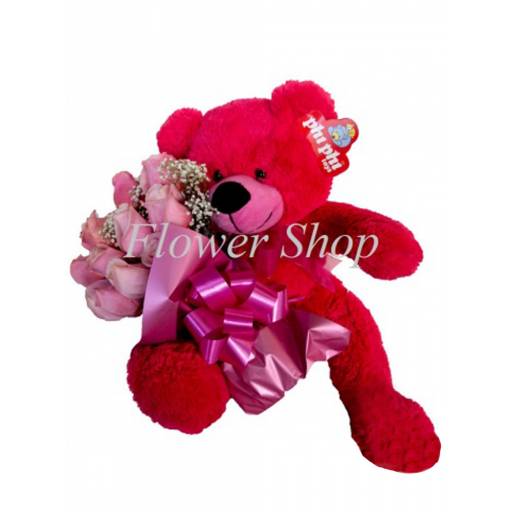 Peluche Oso con 12 rosas