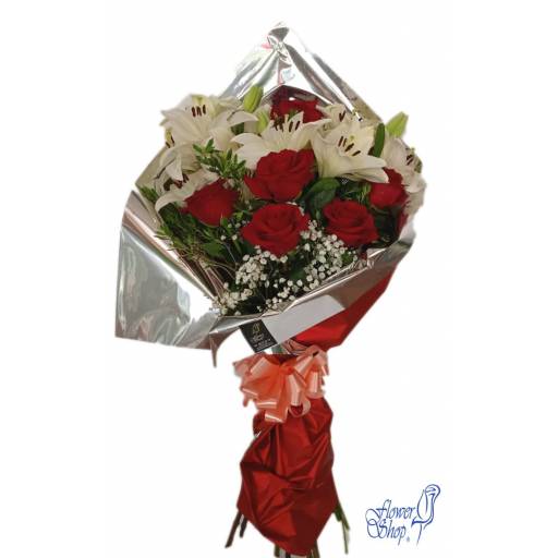 Ramo de 6 Rosas y 6 Liliums 